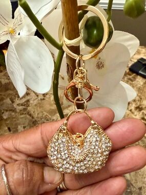 Rhinestone Gold Mini Purse Bag-charm Keychain